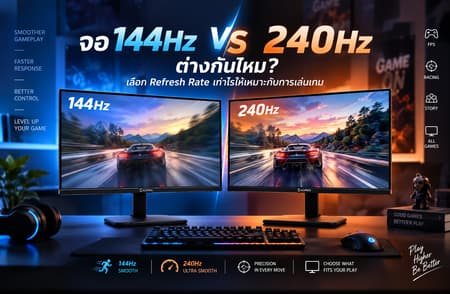 จอ 144Hz vs 240Hz ต่างกันไหม? เลือก Refresh Rate เท่าไรให้เหมาะกับการเล่นเกม