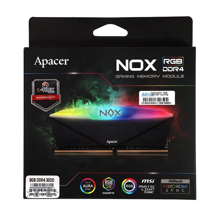 RAM Apacer NOX RGB DDR4 3200MHz 8GB ดำ เร็ว แรง เต็มตา