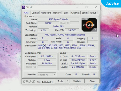 Msi Modern 14 CPU-Z
