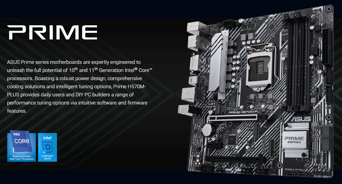 LGA 1200 Asus PRIME H570M-PLUS Gaming Motherboard Support 10th