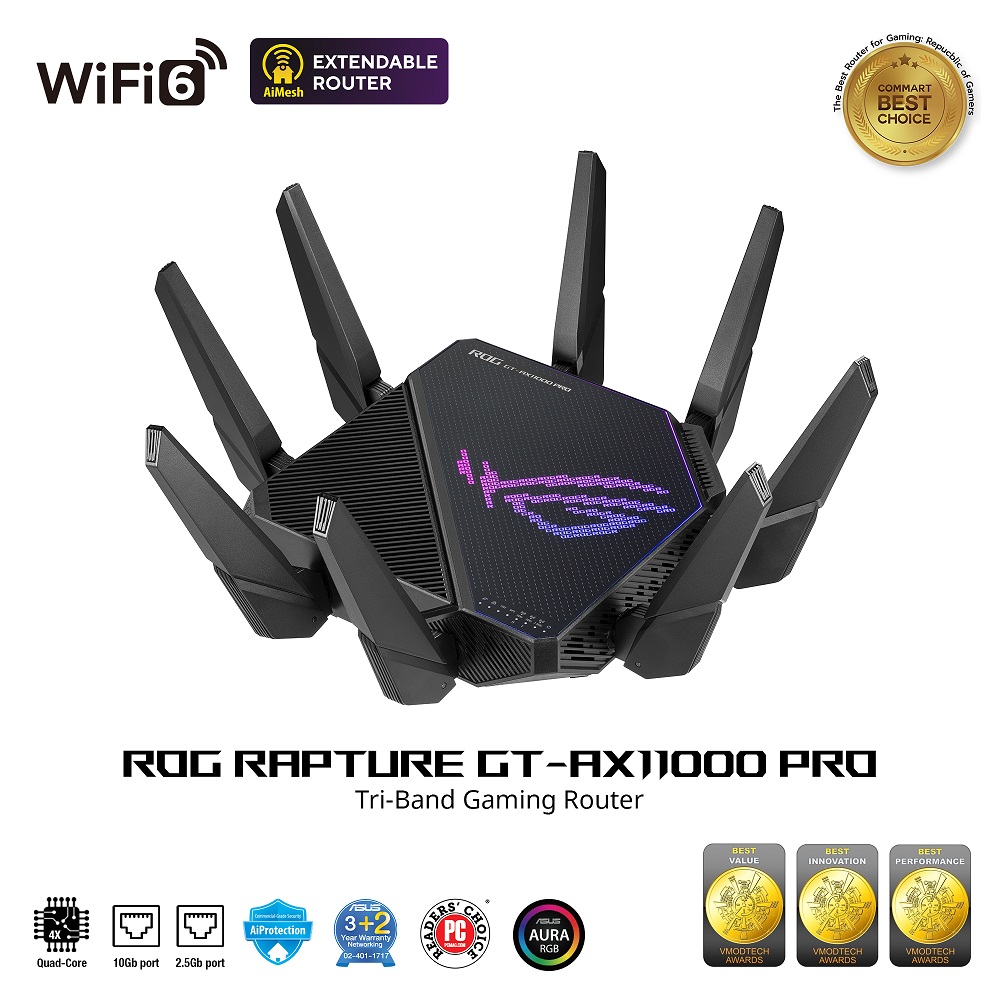 Axs1000 Router Router ASUS (GT-AX11000 Pro) Wireless AX1100 Tri-band Gigabit Wi Fi 6 ...