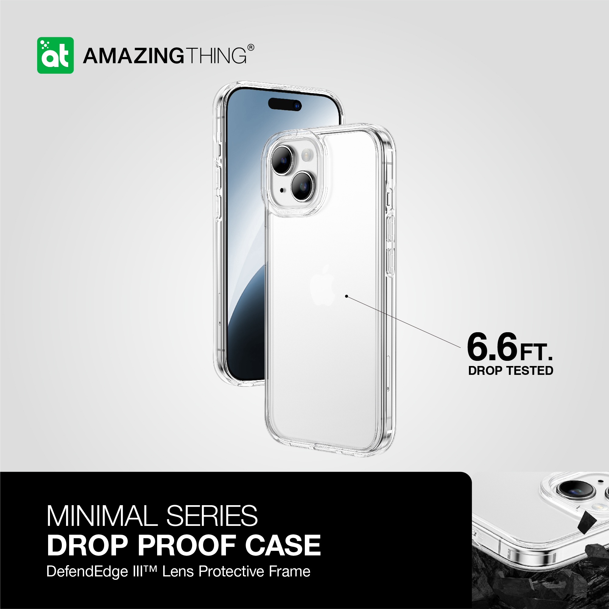AMAZINGthing เคส iPhone 15 (6.1) Minimal Drop proof case Transparent ...