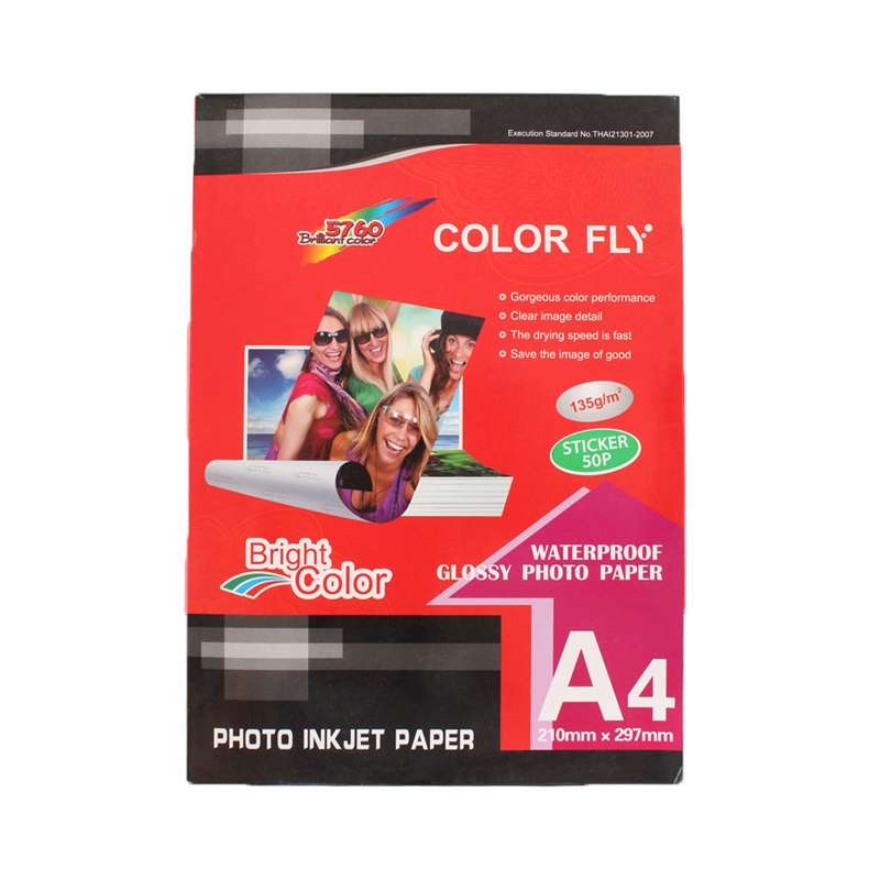 Photo Inkjet Glossy A4 135G. COOLER FLY Sticker (50/Pack)