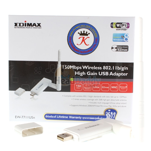 Wireless USB Adapter EDIMAX (EW-7711USN) N150 High Gain Lifetime Forever