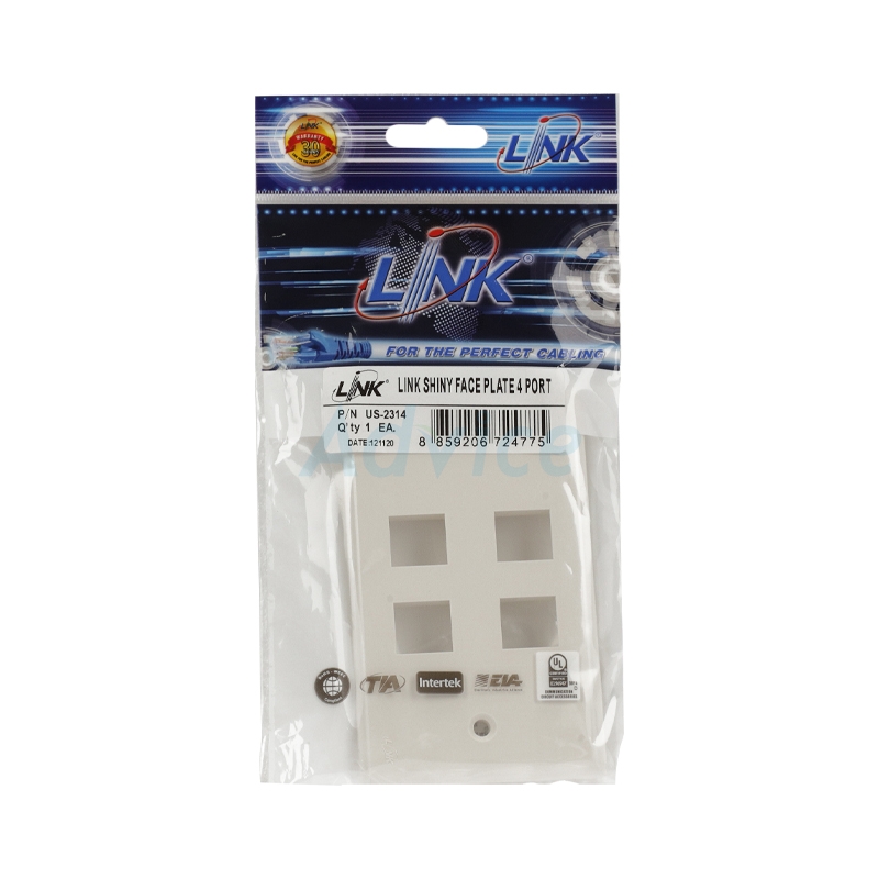 Face Plate หน้ากาก 4 ช่อง LINK (US-2314) Shiny White