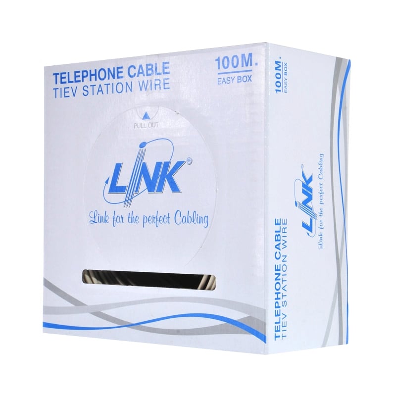 Cable Telephone (100m/Box) LINK (UL-1022) 2 CORE, 24 AWG