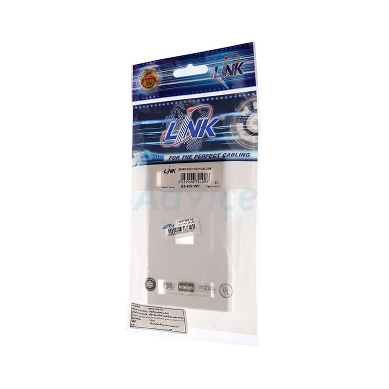 Face Plate หน้ากาก 1 ช่อง มีป้ายชื่อ LINK (US-2001AWH) White                    