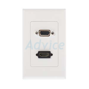 Face Plate หน้ากากเต้ารับ HDMI+VGA Wall Type Blacket White