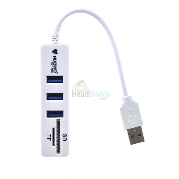 3 Port USB Hub v2.0 + Card Reader NUBWO NCR-100 (White)