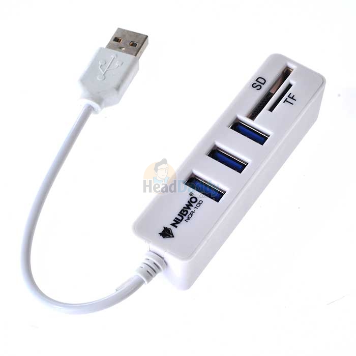 3 Port USB Hub v2.0 + Card Reader NUBWO NCR-100 (White)
