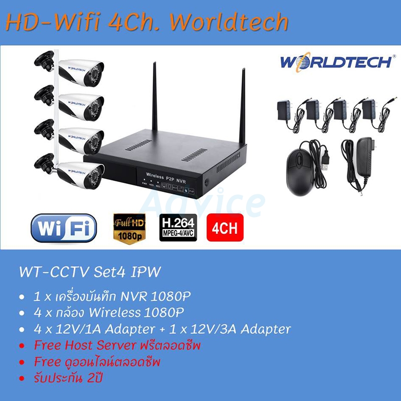 Set. 4CH Smart IP Camera Worldtech#1080P