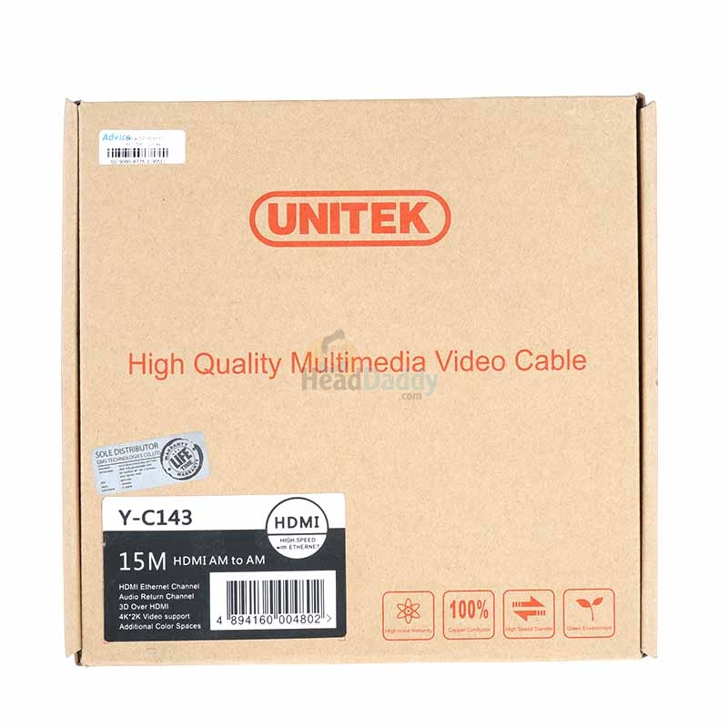 Cable HDMI (V.1.4) M/M (15M) UNITEK(Y-C143)