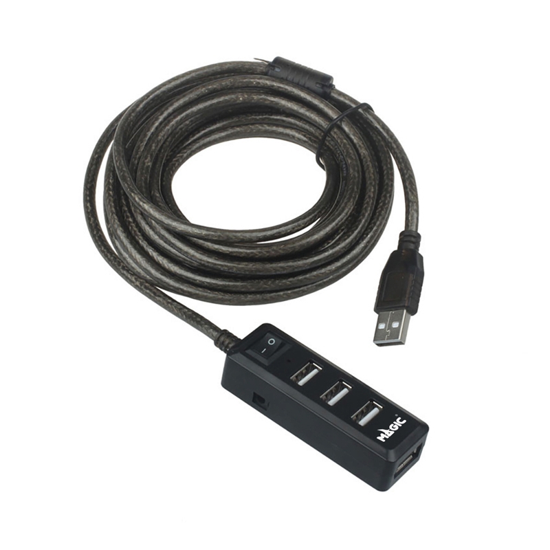 4 Port USB HUB v2.0 MAGIC TECH MT72 Extension 5M. (Black)