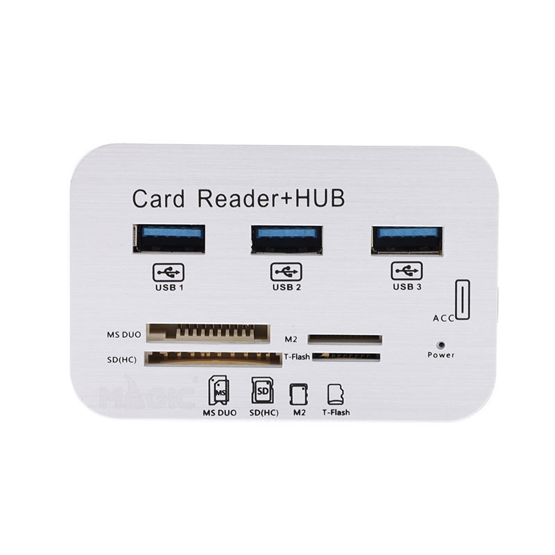 3 Port USB HUB v3.0 + Card Reader MAGIC TECH MT-20 (White)
