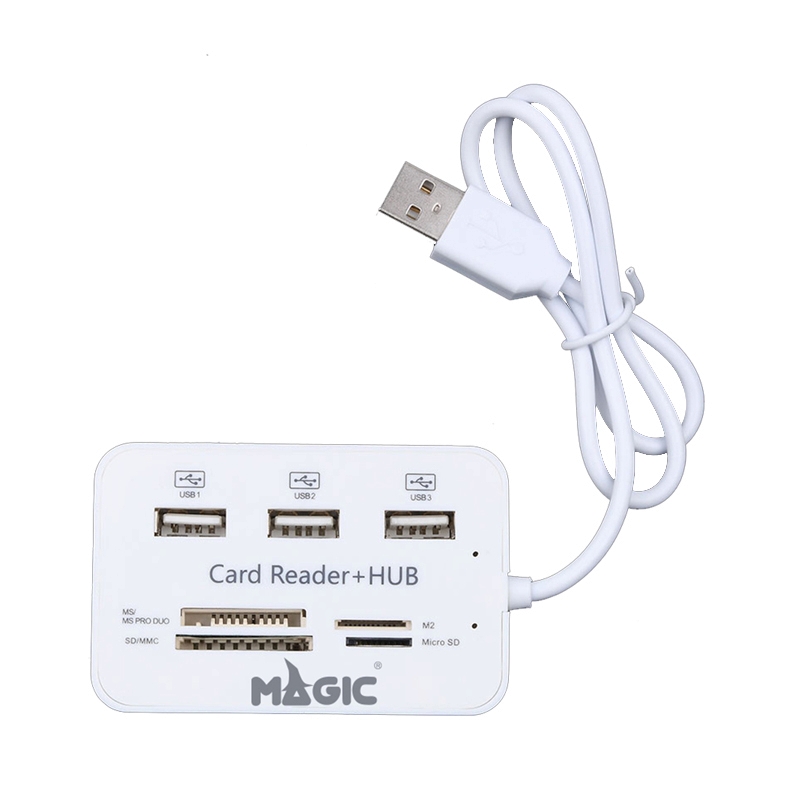 3 Port USB HUB v2.0 + Card Reader MAGIC TECH MT-02 (White)