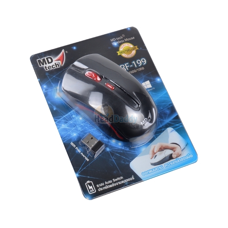 WIRELESS MOUSE USB MD-TECH (RF-199) BLACK/RED
