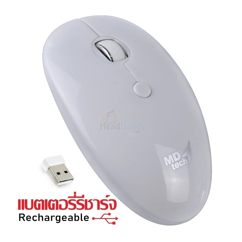 WIRELESS MOUSE USB MD-TECH (RF-A128-SILENT) WHITE