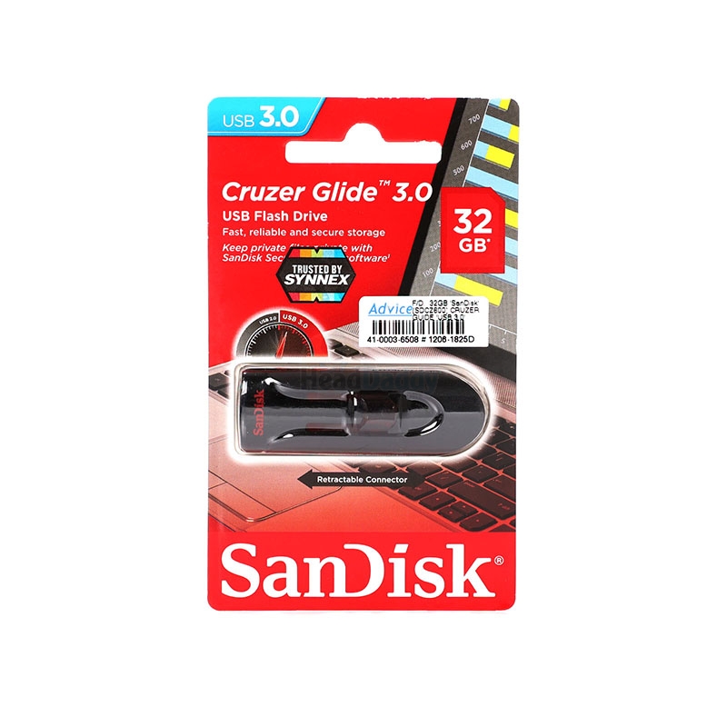 32GB Flash Drive SANDISK CRUZER GLIDE (SDCZ600) USB 3.0 Black
