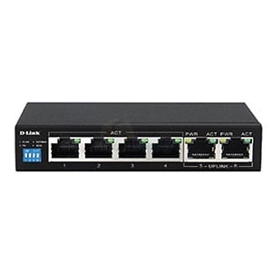 Switching Hub 6 Port D-LINK DES-F1006P-E (5,4 POE,+2 Uplink)