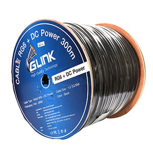 Cable 300M RG6/168 GLINK Power Line (Black)