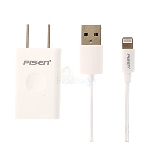 Adapter 1USB Charger+Cable iPhone PISEN (10W/TS-C132+AL05-1200) White