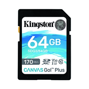 64GB SD Card KINGSTON Canvas Go Plus SDG3 (170MB/s,)