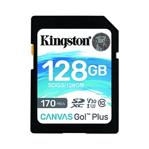 128GB SD Card KINGSTON Canvas Go Plus SDG3 (170MB/s,)