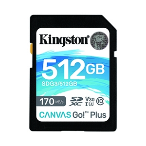 512GB SD Card KINGSTON Canvas Go Plus SDG3 (170MB/s,)