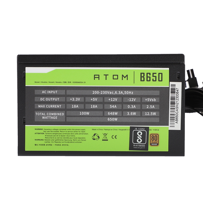 POWER SUPPLY (80+ BRONZE) 650W ANTEC ATOM B650