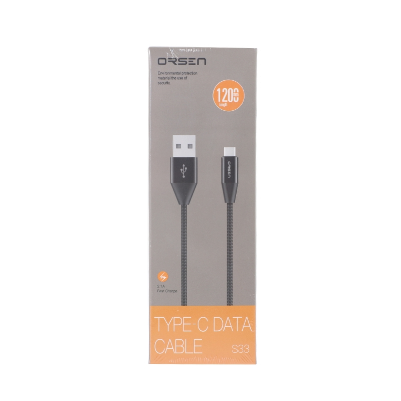 1M Cable USB To Type-C ORSEN (S33) Black by ELOOP