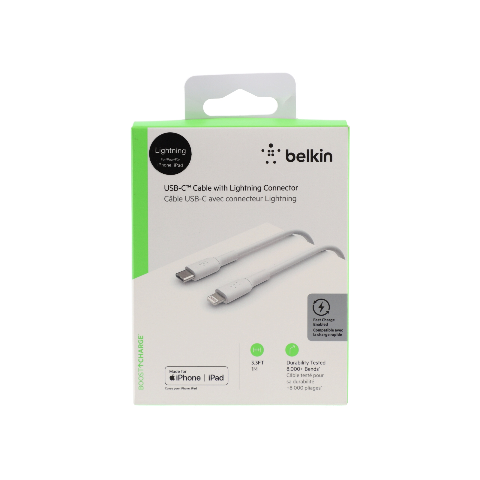 1M Cable Type-C To IPHONE BELKIN (Boost Charge) White