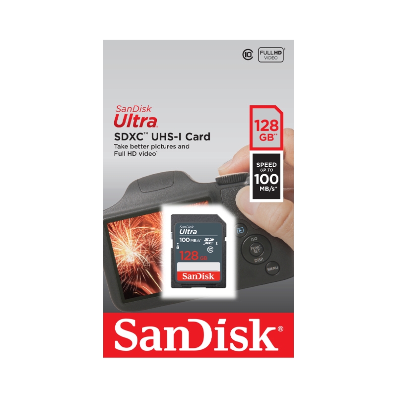 128GB SD Card SANDISK Ultra SDSDUNR-128G-GN3IN (100MB/s,)