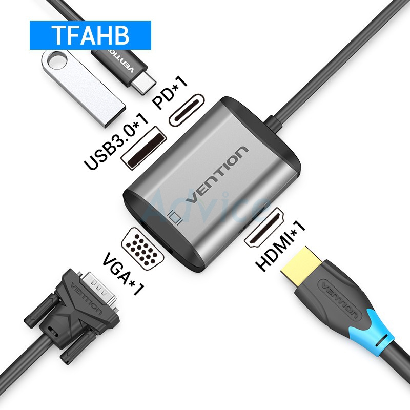 Converter Type-C 4 in 1 VENTION (TFAHB)