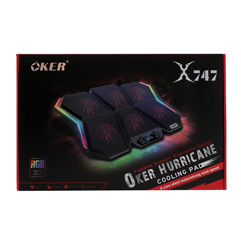Cooler Pad (6 Fan RGB) 'OKER' X747 Black