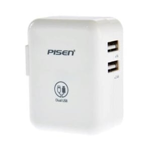 Adapter 2 Ports (USB) Charger PISEN (12W+2.4A,5W+1.A/TS-C070) White