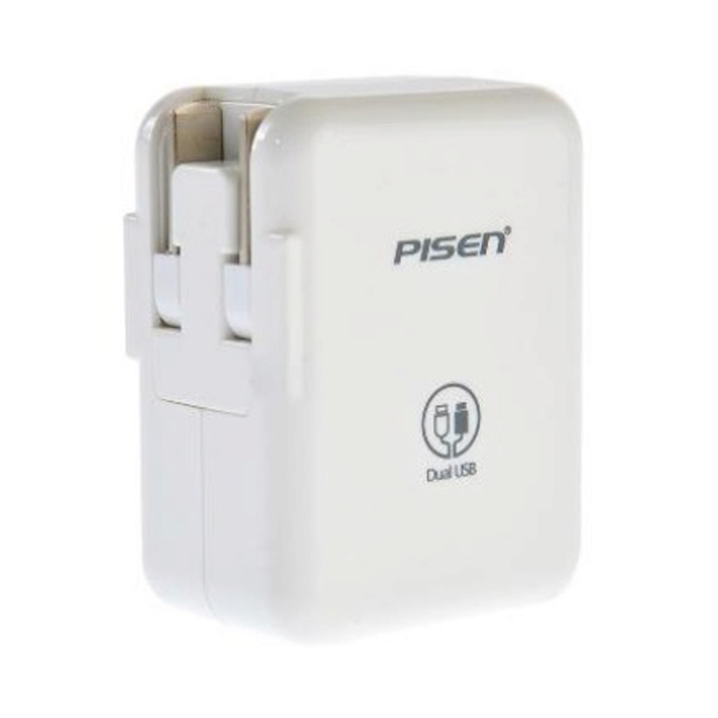 Adapter 2 Ports USB Charger PISEN (12W+2.4A,5W+1.A/TS-C070) White