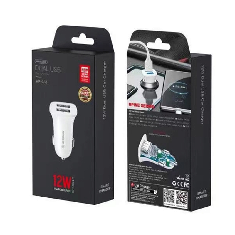 Car Charger 2USB WK (12W,2.4A/WP-C35) White