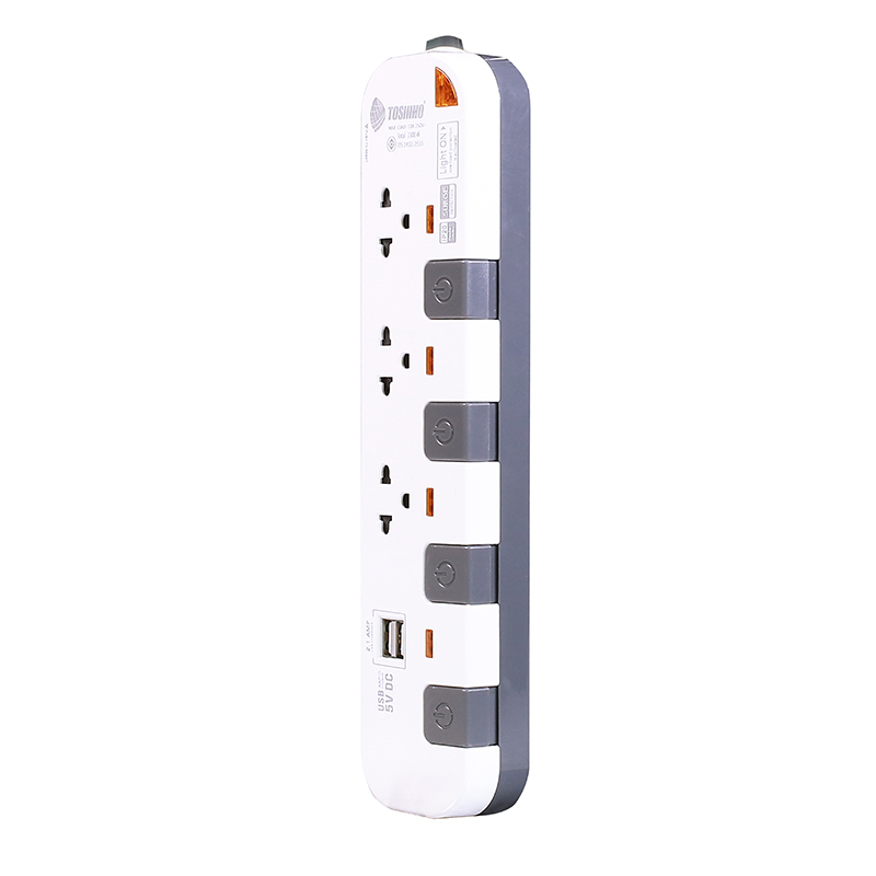 Power Bar TOSHINO P-3375USB 5M White/Gray