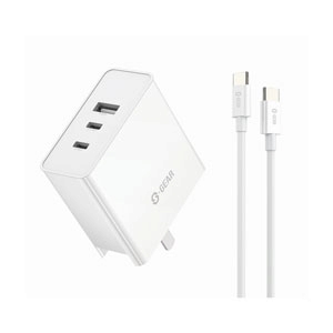 Adapter 3 Ports (1USB+2Type-C) +Cable TYPE-C SGEAR (ADT-AD002-65W-SET-WH) White