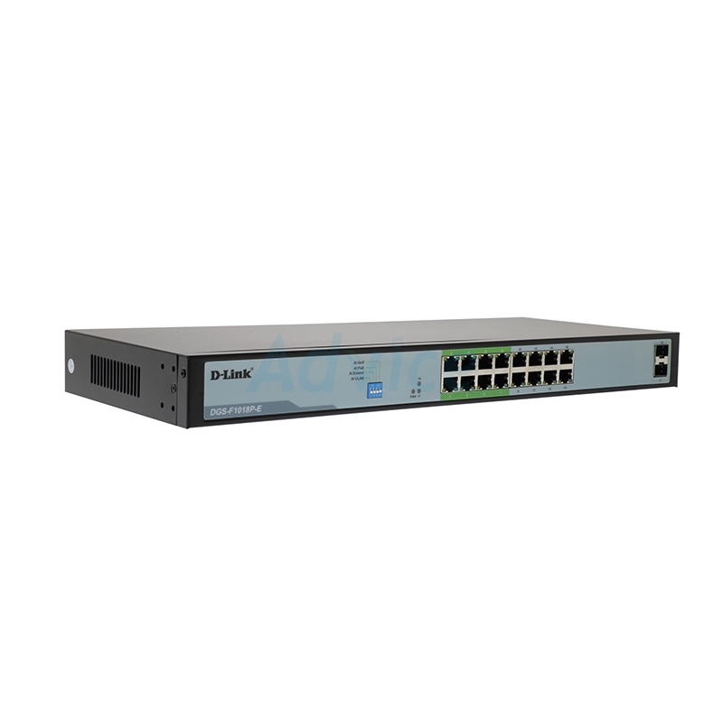 Gigabit Switching Hub 16 Port D-LINK DGS-F1018P-E (17",16 PoE,+2 SFP)