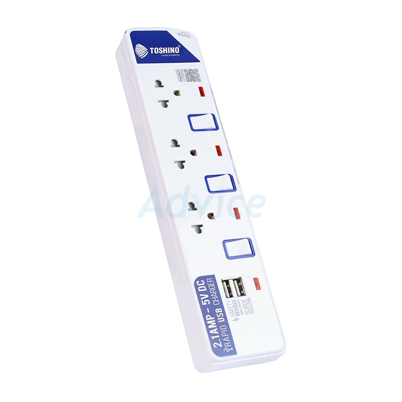 Power Bar TOSHINO ET-913 USB (3M) White