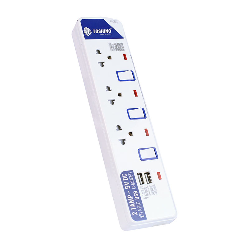 Power Bar TOSHINO ET-913 USB 3M White