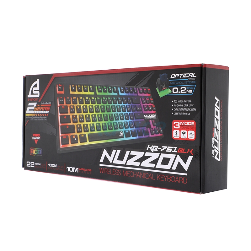 KEYBOARD WIRELESS BLUETOOTH SIGNO KB-751 NUZZON BLACK (BLUE SWITCH คีย์บอร์ด)