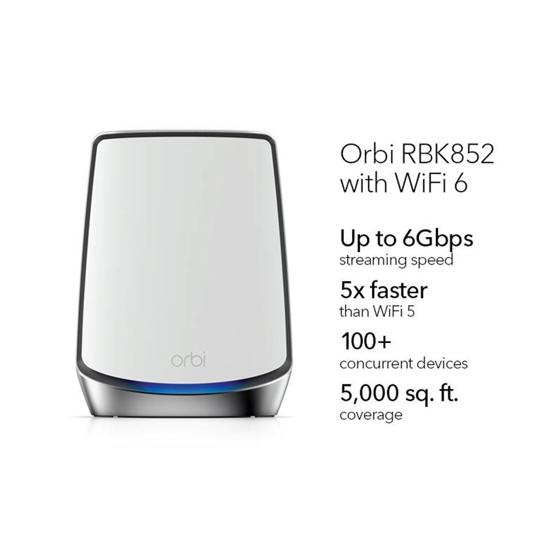 Whole-Home Mesh NETGEAR Orbi (RBK852) Wireless AX6000 Tri-band Wi Fi 6