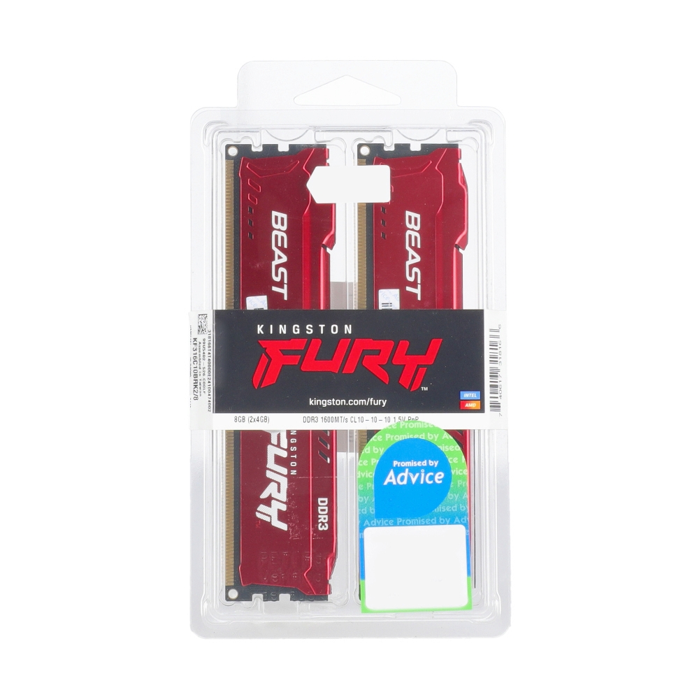 RAM DDR3(1600) 8GB (4GBX2) KINGSTON FURY BEAST (KF316C10BRK2/8)