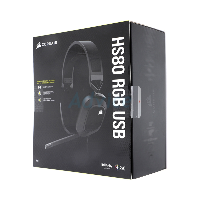 HEADSET CORSAIR HS80 RGB WIRED CARBON (7.1)