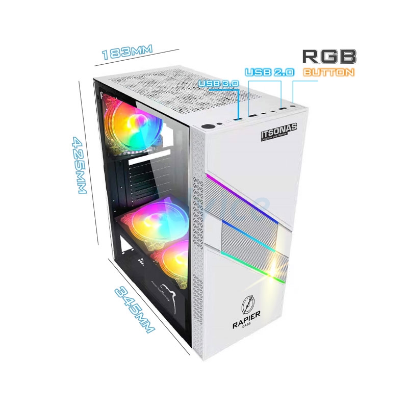 ATX CASE (NP) ITSONAS RAPIER TG ARGB WHITE