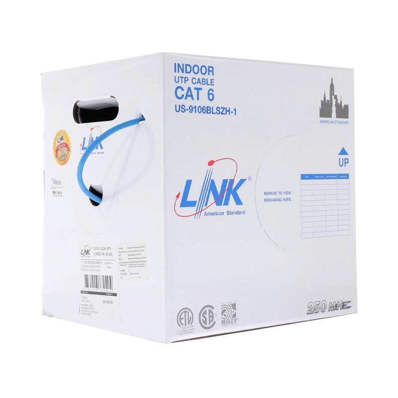 CAT6 UTP Cable (100m/Box) LINK (US-9106BLSZH-1)