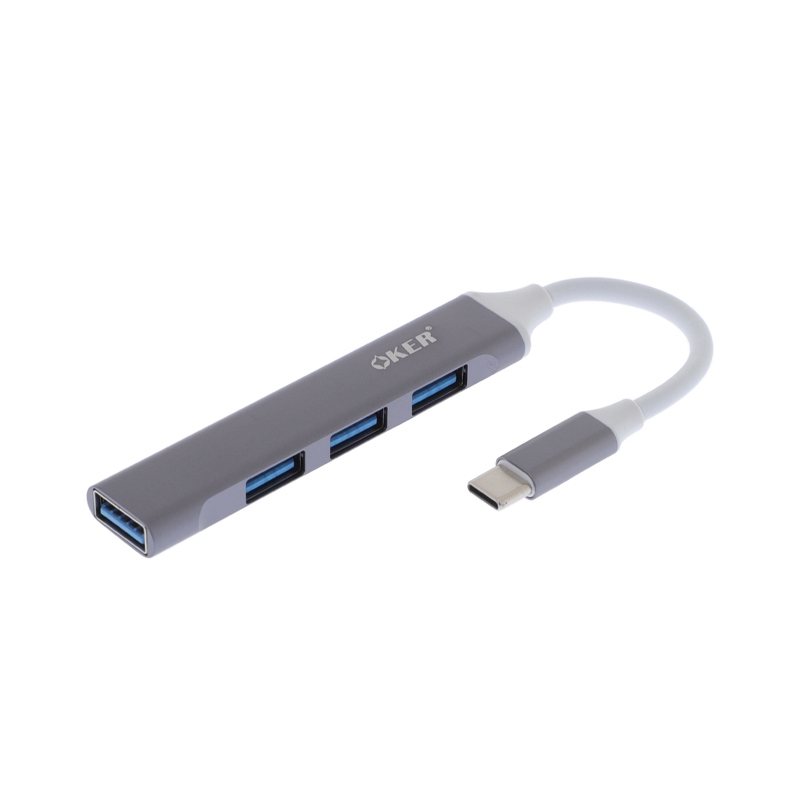 4 Port USB HUB v3.0 OKER H347 Gray Type-C