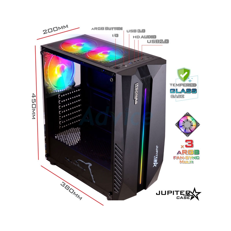 ATX CASE (NP) ITSONAS JUPITER ARGB BLACK